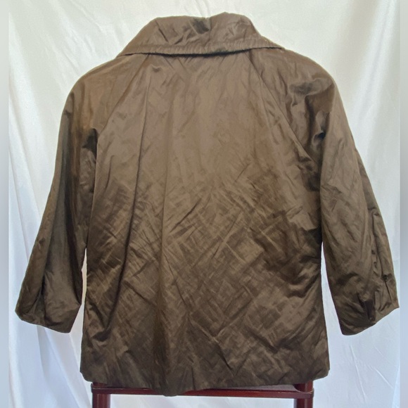 Chico’s Black Walnut/Brown Texture Shine Erika 3/4 Sleeve Snap Closure Jacket - Picture 2 of 15